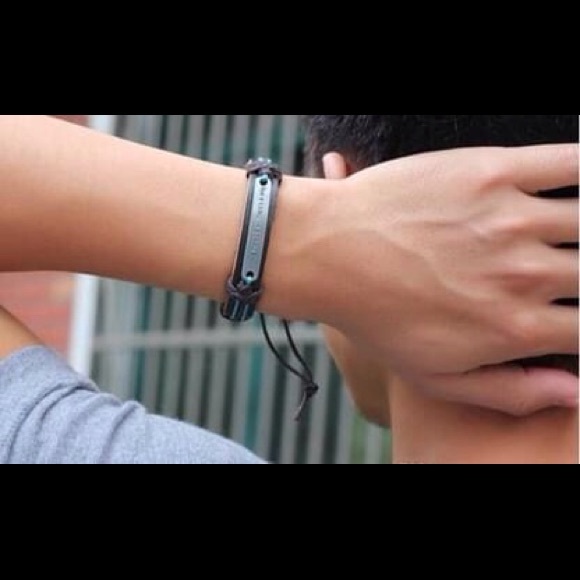 3 Inspirational Leather Metal Adjustable Bracelet - Picture 4 of 5